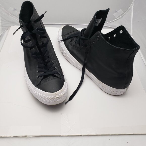 Converse All Star Chuck Taylor High Top Black Leather Sz M 15 - Picture 7 of 8